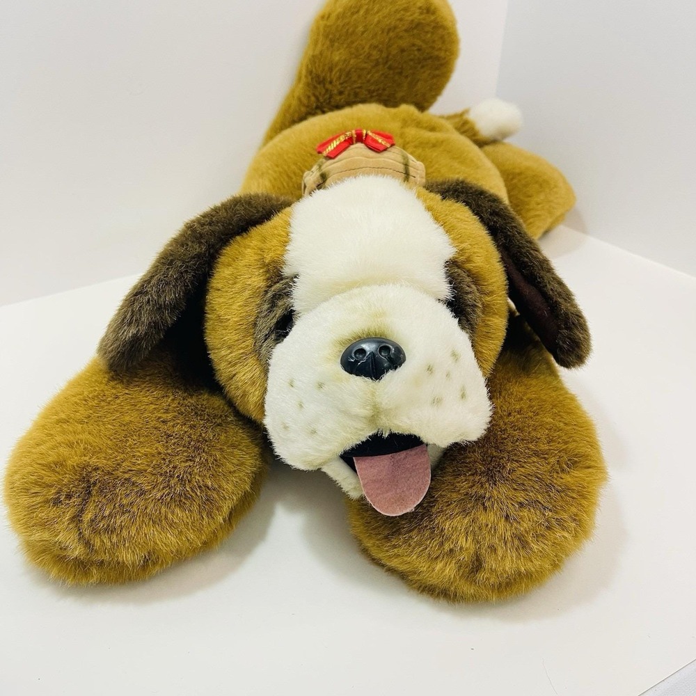 Sears Windsor Collection St Bernard Dog Lay Flat Pillow Plush 26"‎ Vintage